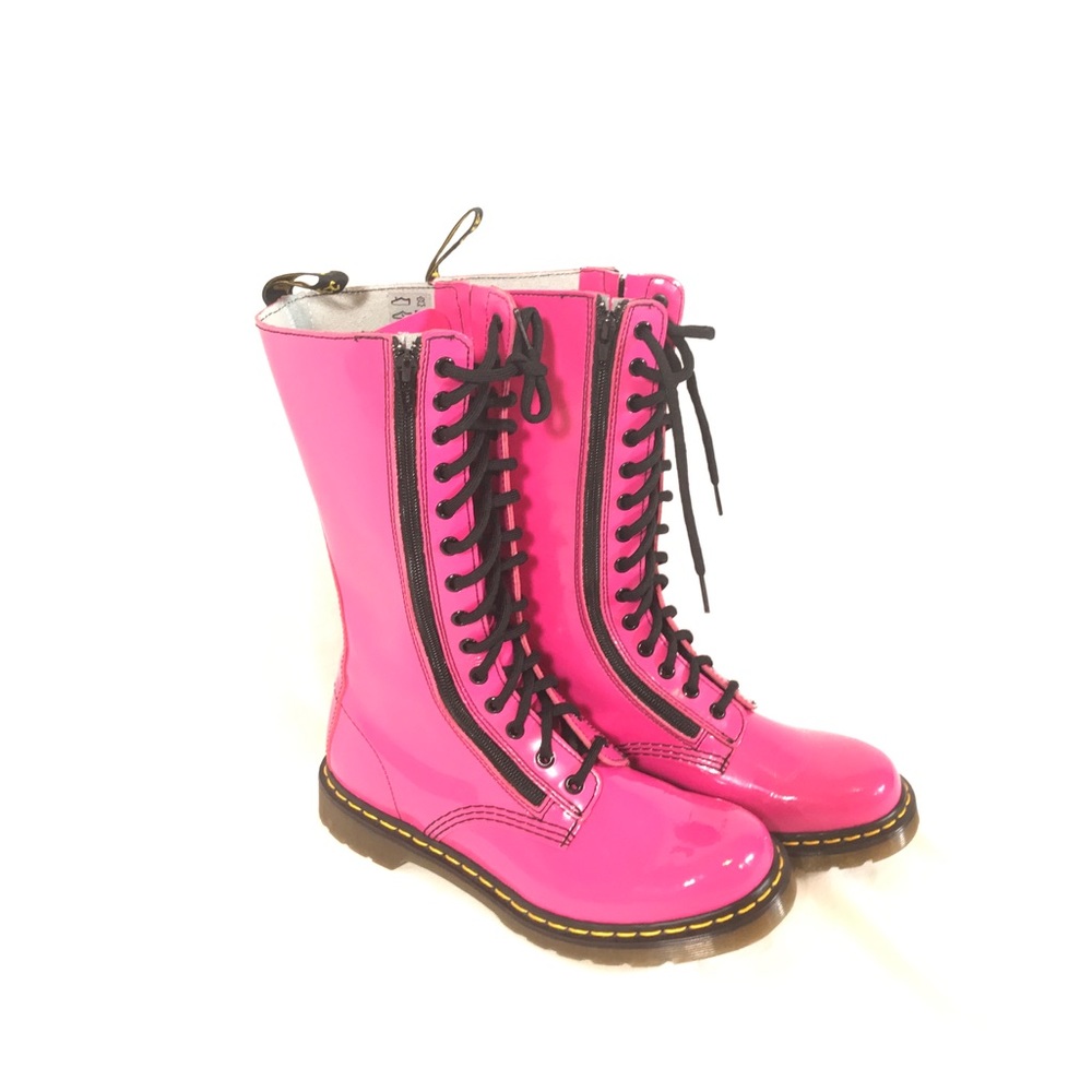 Dr martens pink boots with bouncing soles